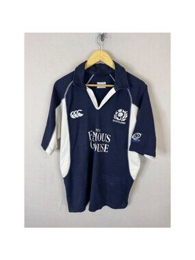 Canterbury Scotland Rugby Jersey Mens Medium Navy Blue Famous Grouse Polo Shirt